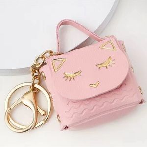 NEW Kitty Cat Earbud Case Coin Bag Charm Keychain charm Light Pink